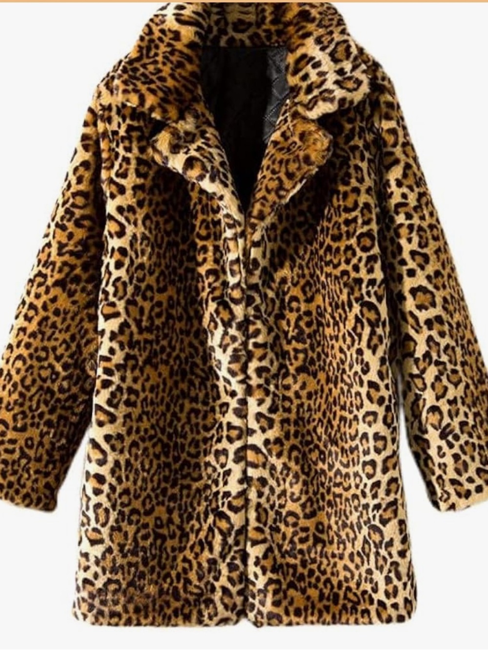 Leopard Print Faux Fur Coat - Women's Animal Print Jacket - Picture 7 of 7